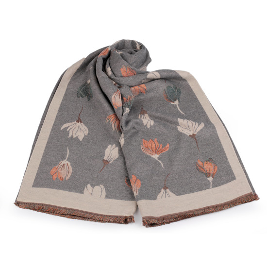 Eșarfă tip cașmir cu franjuri, flori 65x190 cm - Bej camel (3 Bucăți) Eșarfă tip cașmir cu franjuri, flori 65x190 cm - Bej camel (3 Bucăți)