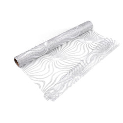 Organza cu sclipici, latime 48 cm - Argintiu (1 Metru)