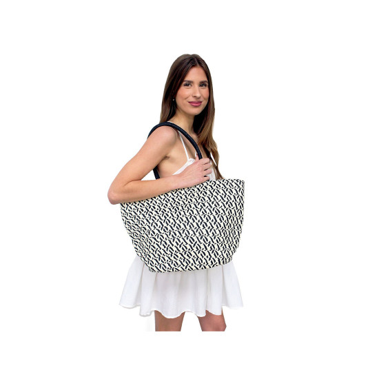 Geanta de vara/plaja din paie de hartie 34x45 cm - Negru (1 Bucată) Geanta de vara/plaja din paie de hartie 34x45 cm - Negru (1 Bucată)