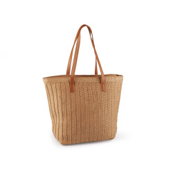 Geanta de vara/plaja din paie de hartie 37x46 cm - Natural mediu (1 Bucată)
