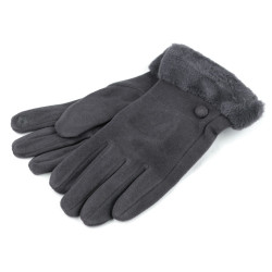 Mănuși de damă cu blană, tactile - Gri neutral (1 Pereche)