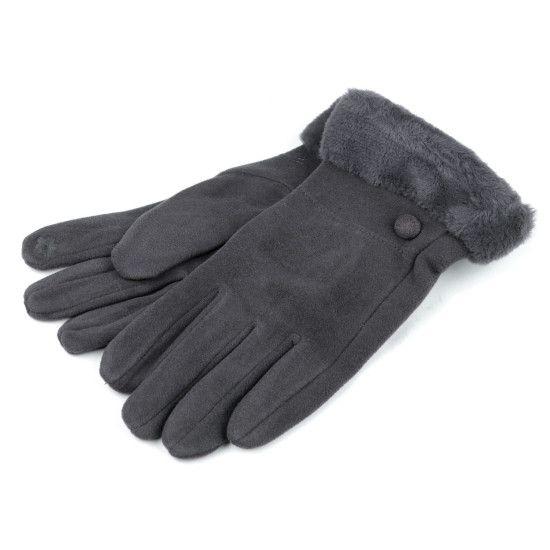 Mănuși de damă cu blană, tactile - Gri neutral (1 Pereche) Mănuși de damă cu blană, tactile - Gri neutral (1 Pereche)