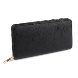 Portofel dama flori 3d 9,5x19 cm - Negru (1 Bucată)