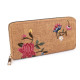 Portofel de dama cu flori brodate 9,5x19 cm - Bej camel (1 Bucată) Portofel de dama cu flori brodate 9,5x19 cm - Bej camel (1 Bucată)