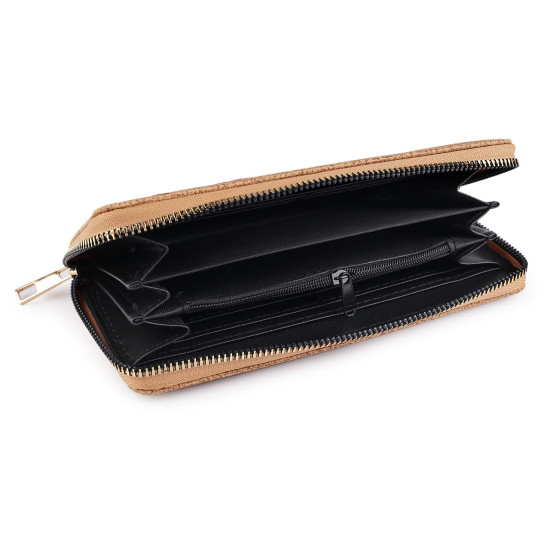 Portofel de dama cu flori brodate 9,5x19 cm - Bej camel (1 Bucată) Portofel de dama cu flori brodate 9,5x19 cm - Bej camel (1 Bucată)