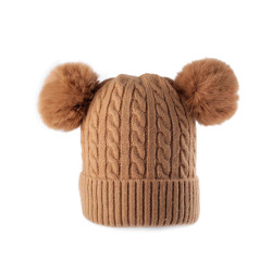 Căciulă de iarnă cu pompon pentru femei/fete emi ross - Bej camel (1 Bucată)