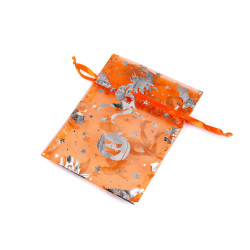 Saculet cadou vrajitoare / halloween 13x18 cm - Portocaliu (10 Bucăți)