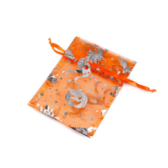 Saculet cadou vrajitoare / halloween 13x18 cm - Portocaliu (50 Bucăți)