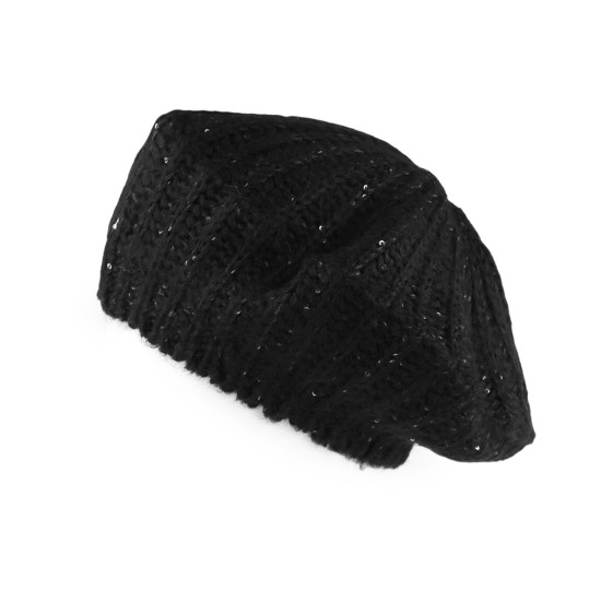 Beretă tricotată damă/fetă cu paiete fine - Gri neutral (1 Bucată) Beretă tricotată damă/fetă cu paiete fine - Gri neutral (1 Bucată)