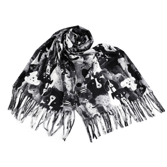 Tuch/schal kaschmirartig mit fransen, hunde, 70 x 180 cm - Grün (1 Stück) Tuch/schal kaschmirartig mit fransen, hunde, 70 x 180 cm - Grün (1 Stück)