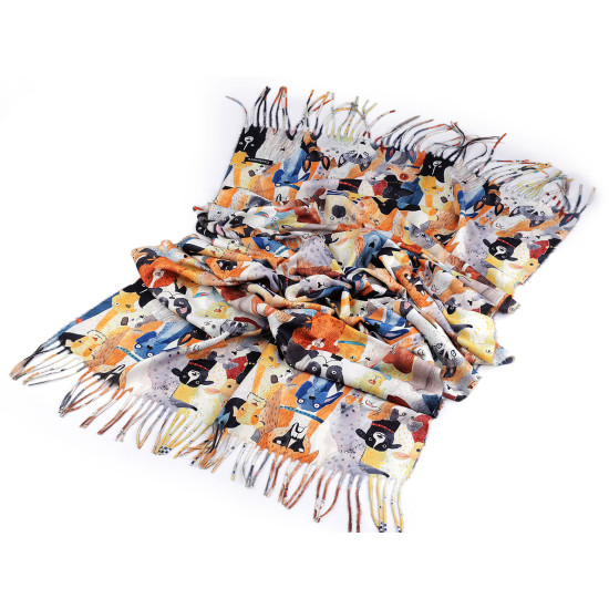 Tuch/schal kaschmirartig mit fransen, hunde, 70 x 180 cm - Grün (1 Stück) Tuch/schal kaschmirartig mit fransen, hunde, 70 x 180 cm - Grün (1 Stück)