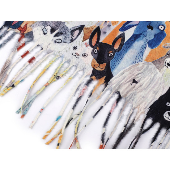 Tuch/schal kaschmirartig mit fransen, hunde, 70 x 180 cm - Grün (1 Stück) Tuch/schal kaschmirartig mit fransen, hunde, 70 x 180 cm - Grün (1 Stück)