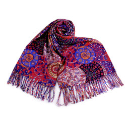 Eșarfă tip cașmir cu franjuri, 70x180 cm - Roz strident (1 Bucată)