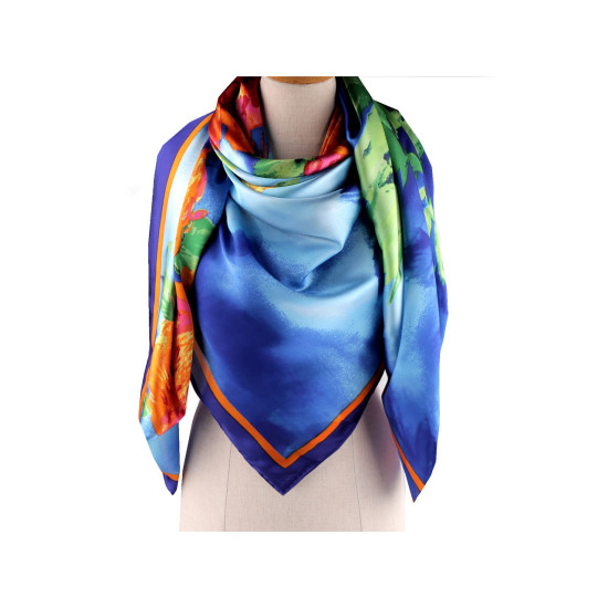 Esarfa mare din satin cu flori 130x135 cm - Roșu deschis (1 Bucată) Esarfa mare din satin cu flori 130x135 cm - Roșu deschis (1 Bucată)