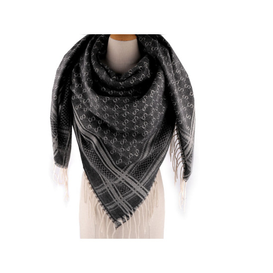 Șal mare / pled cu franjuri 130x140 cm - Negru (2 Bucăți) Șal mare / pled cu franjuri 130x140 cm - Negru (2 Bucăți)