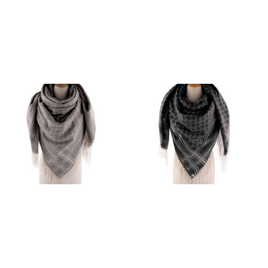 Șal mare / pled cu franjuri 130x140 cm - Negru (2 Bucăți) Șal mare / pled cu franjuri 130x140 cm - Negru (2 Bucăți)
