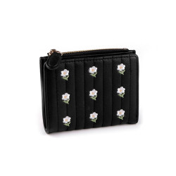 Portofel de dama brodat 9x12 cm - Negru (1 Bucată)