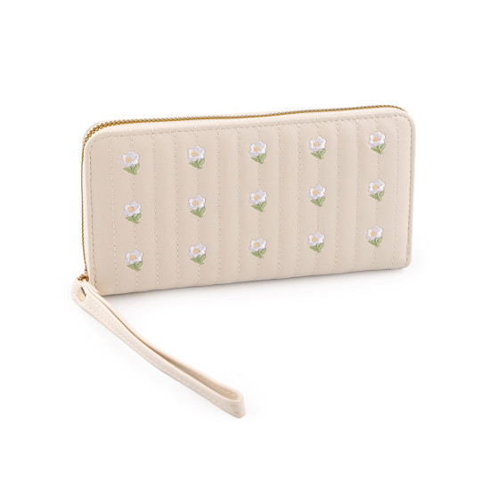 Portofel de dama brodat 10x19 cm - Bej deschis (1 Bucată) Portofel de dama brodat 10x19 cm - Bej deschis (1 Bucată)