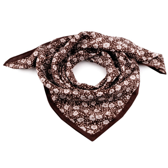 Eșarfă flori 65x65 cm - Maro (1 Bucată) Eșarfă flori 65x65 cm - Maro (1 Bucată)