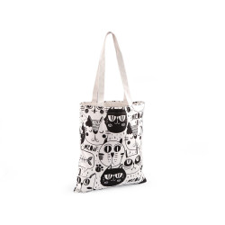 Geanta textila bumbac caine, pisica 34x39 cm - Alb (1 Bucată)