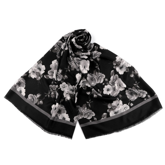 Eșarfă / șal flori 90x180 cm - Negru (1 Bucată) Eșarfă / șal flori 90x180 cm - Negru (1 Bucată)