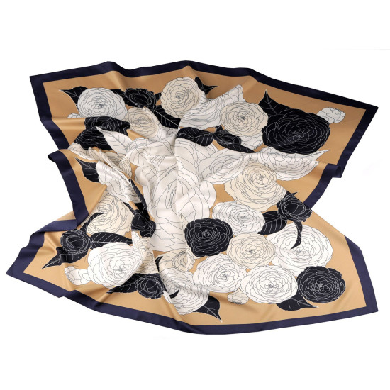 Eșarfă din satin 90x90 cm - Bej (1 Bucată) Eșarfă din satin 90x90 cm - Bej (1 Bucată)
