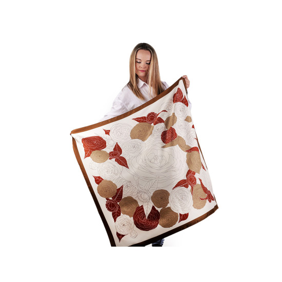 Eșarfă din satin 90x90 cm - Bej (1 Bucată) Eșarfă din satin 90x90 cm - Bej (1 Bucată)