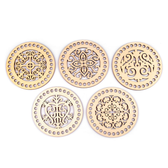 Capac mandala pentru confecționare decorațiuni ø15 cm - Natural deschis (5 Bucăți)
