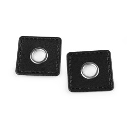 Ocheți cu patrat din piele sintetica pentru cusut, de 10 mm - Negru (20 Bucăți)