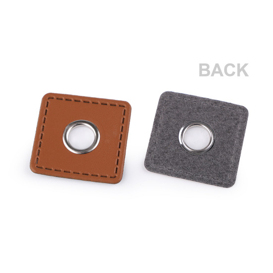 Ocheți cu patrat din piele sintetica pentru cusut, de 10 mm - Maro coniac (20 Bucăți) Ocheți cu patrat din piele sintetica pentru cusut, de 10 mm - Maro coniac (20 Bucăți)