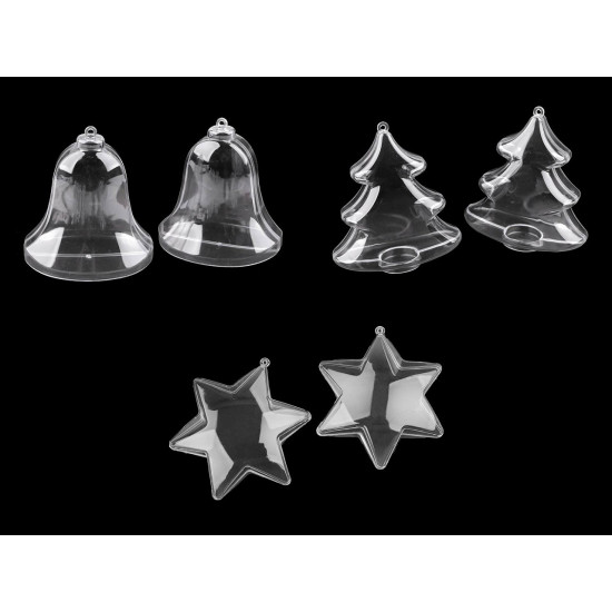 Cutie din plastic din două piese - clopot, copac, picătură, stea - Transparent (2 Bucăți) Cutie din plastic din două piese - clopot, copac, picătură, stea - Transparent (2 Bucăți)