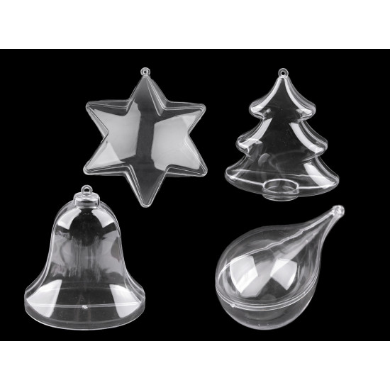 Cutie din plastic din două piese - clopot, copac, picătură, stea - Transparent (2 Bucăți) Cutie din plastic din două piese - clopot, copac, picătură, stea - Transparent (2 Bucăți)