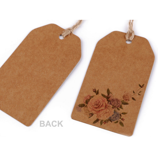 Eticheta din hartie cu imprimeu 50x90 mm - Maro natural (100 Bucăți)