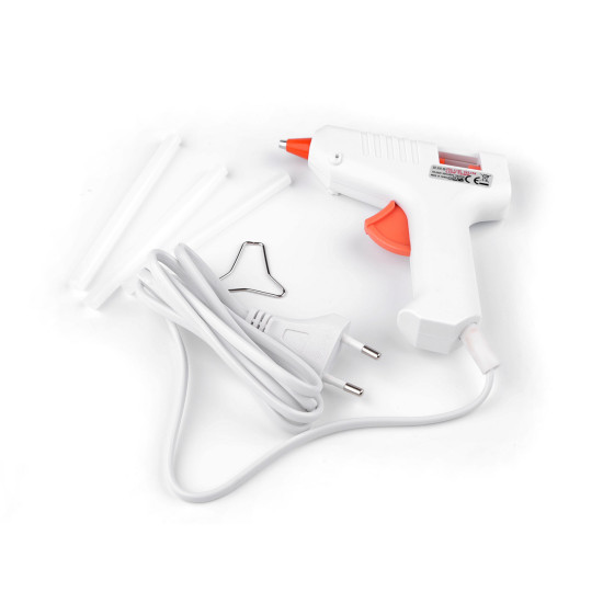 Pistol de lipit, set cu lipici, ø7 mm - Alb (3 Bucăți)