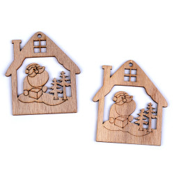 Decoratiuni din lemn pentru craciun - Maro natural (10 Bucăți)
