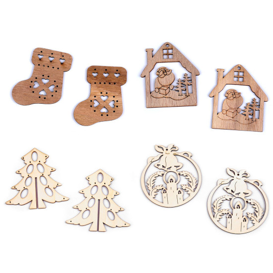 Decoratiuni din lemn pentru craciun - Natural deschis (10 Bucăți) Decoratiuni din lemn pentru craciun - Natural deschis (10 Bucăți)