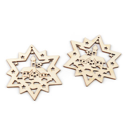Decorațiune de lemn stea de craciun ø10 cm - Natural deschis (12 Bucăți)