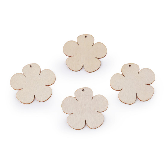Decoratiuni din lemn, floare,  inima - Natural deschis (150 Bucăți)