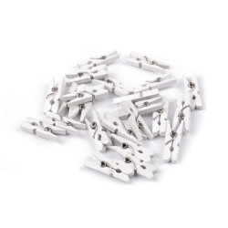 Mini clesti din lemn 3x26 mm - Alb (120 Bucăți)
