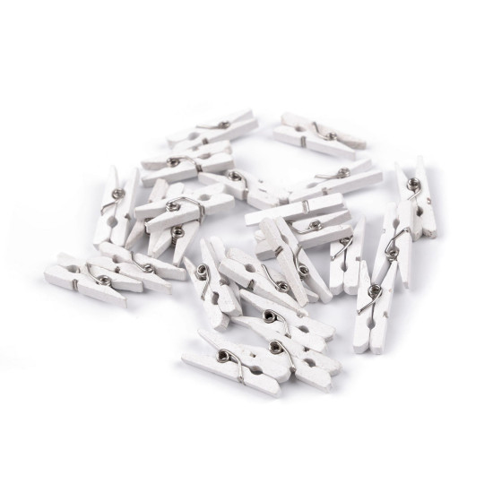 Mini clesti din lemn 3x26 mm - Alb (120 Bucăți)