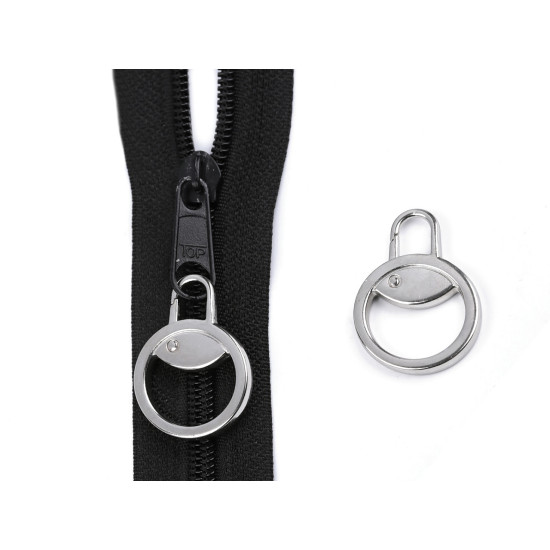 Carabiniă metalică, tragator fermoar 12 mm - Nichel (50 Bucăți)