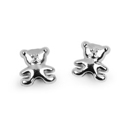 Capăt snur metalic ø3,6 mm / decorațiune ursuleț - Platinum (20 Bucăți)