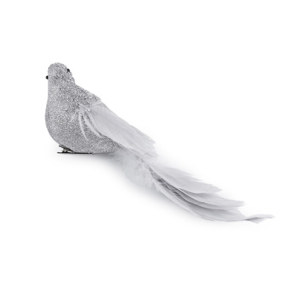Decoratiune pasăre cu clemă - Argintiu (1 Bucată) Decoratiune pasăre cu clemă - Argintiu (1 Bucată)