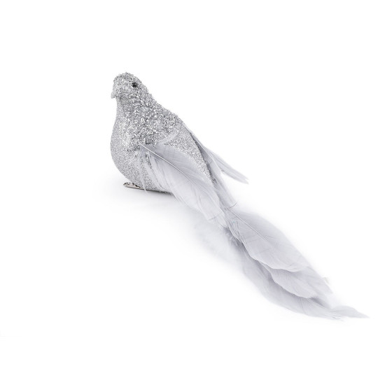 Decoratiune pasăre cu clemă - Argintiu (1 Bucată) Decoratiune pasăre cu clemă - Argintiu (1 Bucată)