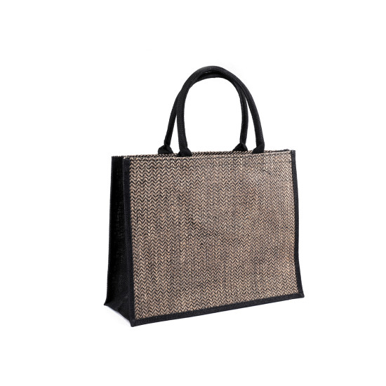 Geantă din iută cu model chevron 42x33 cm - Ecru natural (1 Bucată) Geantă din iută cu model chevron 42x33 cm - Ecru natural (1 Bucată)