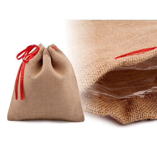 Saculet de iuta cu panglica 25x30 cm - Ecru natural (10 Bucăți) Saculet de iuta cu panglica 25x30 cm - Ecru natural (10 Bucăți)
