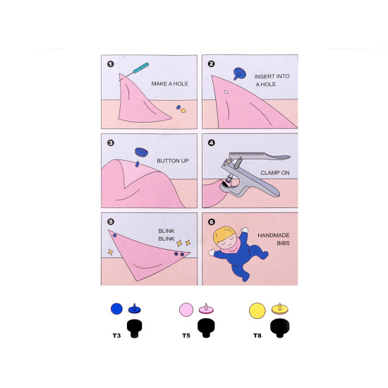 Presa manuala pentru capse - Roz deschis (1 Set) Presa manuala pentru capse - Roz deschis (1 Set)