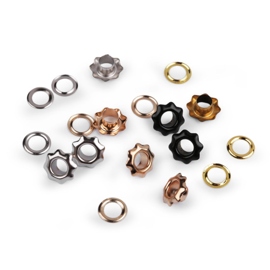 Ocheti floare interior ø5 mm / exterior ø11 mm - Negru (50 Perechi) Ocheti floare interior ø5 mm / exterior ø11 mm - Negru (50 Perechi)
