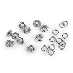 Ocheti floare  interior ø5 mm / exterior ø11 mm - Nichel (300 Perechi)