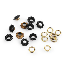 Ocheti floare  interior ø5 mm / exterior ø11 mm - Negru (300 Perechi)